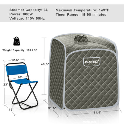 Portable Personal Steam Sauna Spa with Steamer Chair, Gray Spa & Salon at Gallery Canada