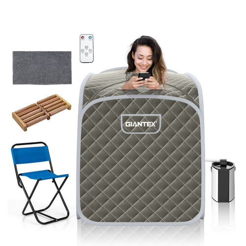 Portable Personal Steam Sauna Spa with Steamer Chair, Gray