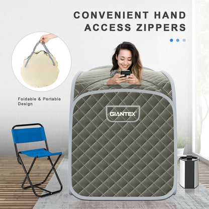 Portable Personal Steam Sauna Spa with Steamer Chair, Gray - Gallery Canada