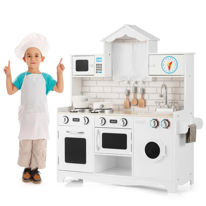 Wooden Kids Kitchen with Washing Machine, White Play Kitchen Sets at Gallery Canada
