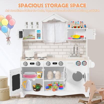 Wooden Kids Kitchen with Washing Machine, White Play Kitchen Sets at Gallery Canada