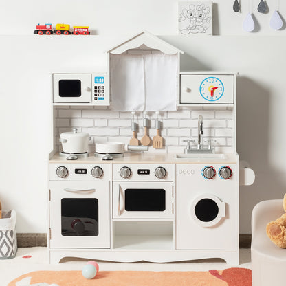 Wooden Kids Kitchen with Washing Machine, White Play Kitchen Sets at Gallery Canada