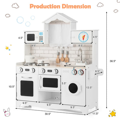 Wooden Kids Kitchen with Washing Machine, White Play Kitchen Sets at Gallery Canada