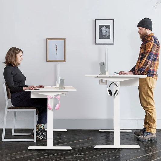 55 x 28 Inch Electric Adjustable Sit to Stand Desk with USB Port, White - Gallery Canada