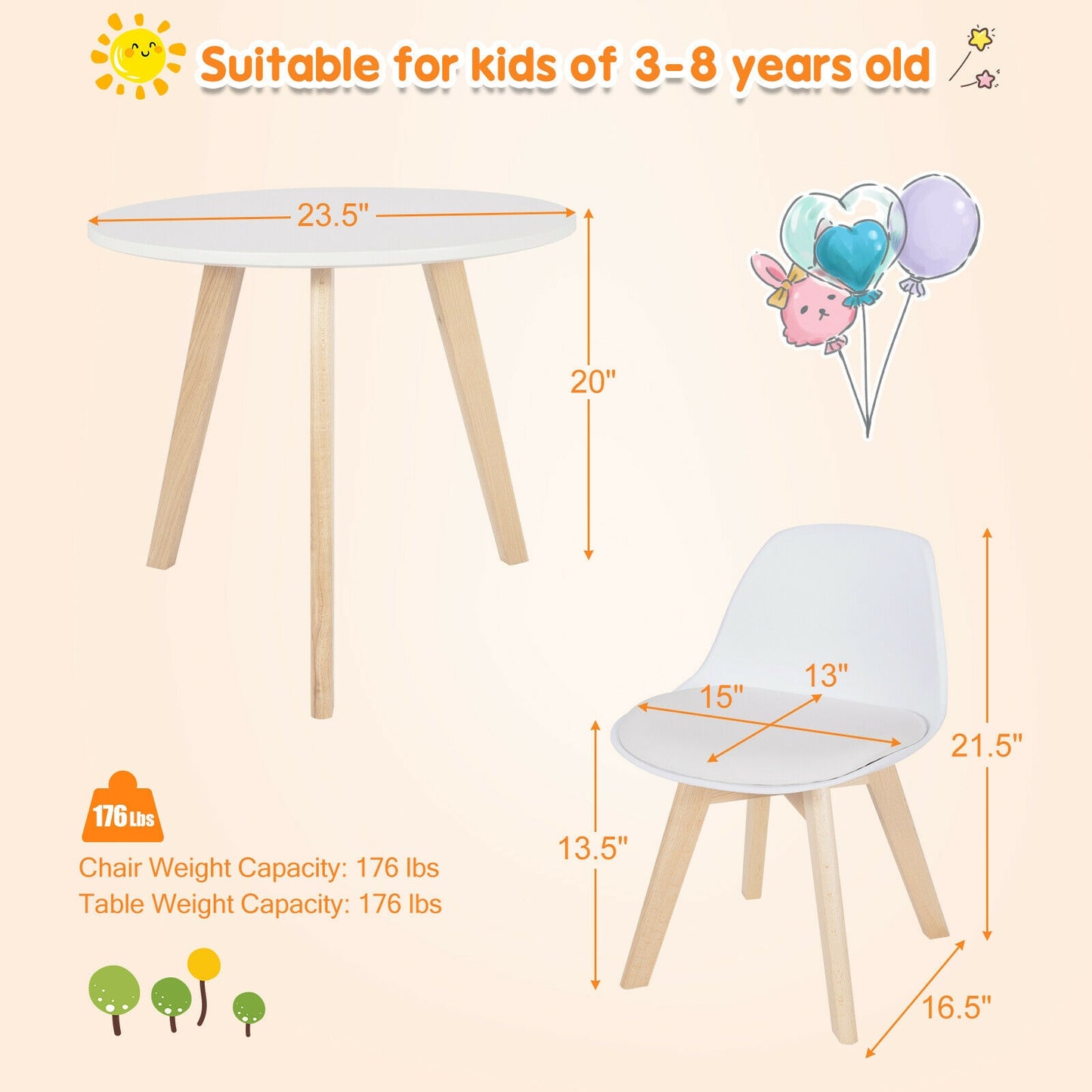 Kids Activity Play Table And 2 Chairs Set, White Kids Table & Chair Sets at Gallery Canada