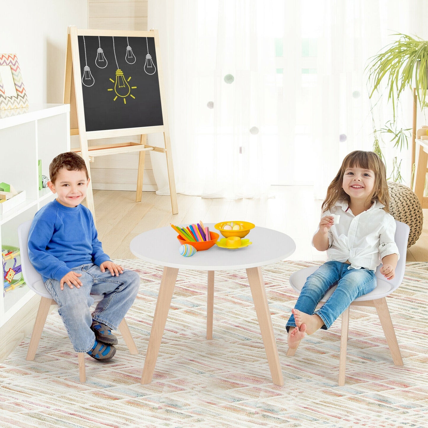 Kids Activity Play Table And 2 Chairs Set, White Kids Table & Chair Sets at Gallery Canada