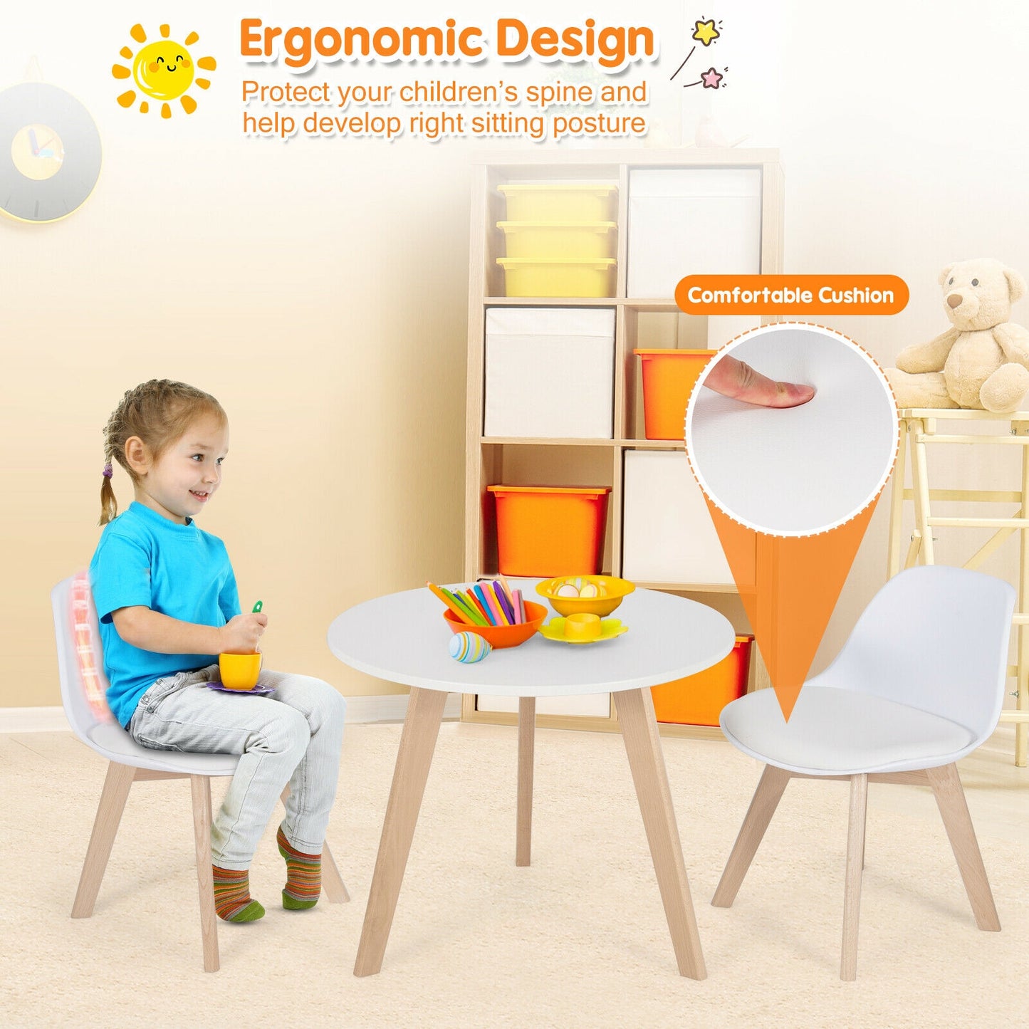Kids Activity Play Table And 2 Chairs Set, White Kids Table & Chair Sets at Gallery Canada