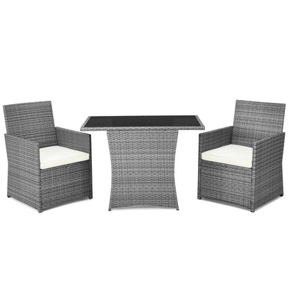 3 Pieces Patio Rattan Furniture Set with Cushioned Armrest Sofa, White Patio Conversation Sets at Gallery Canada