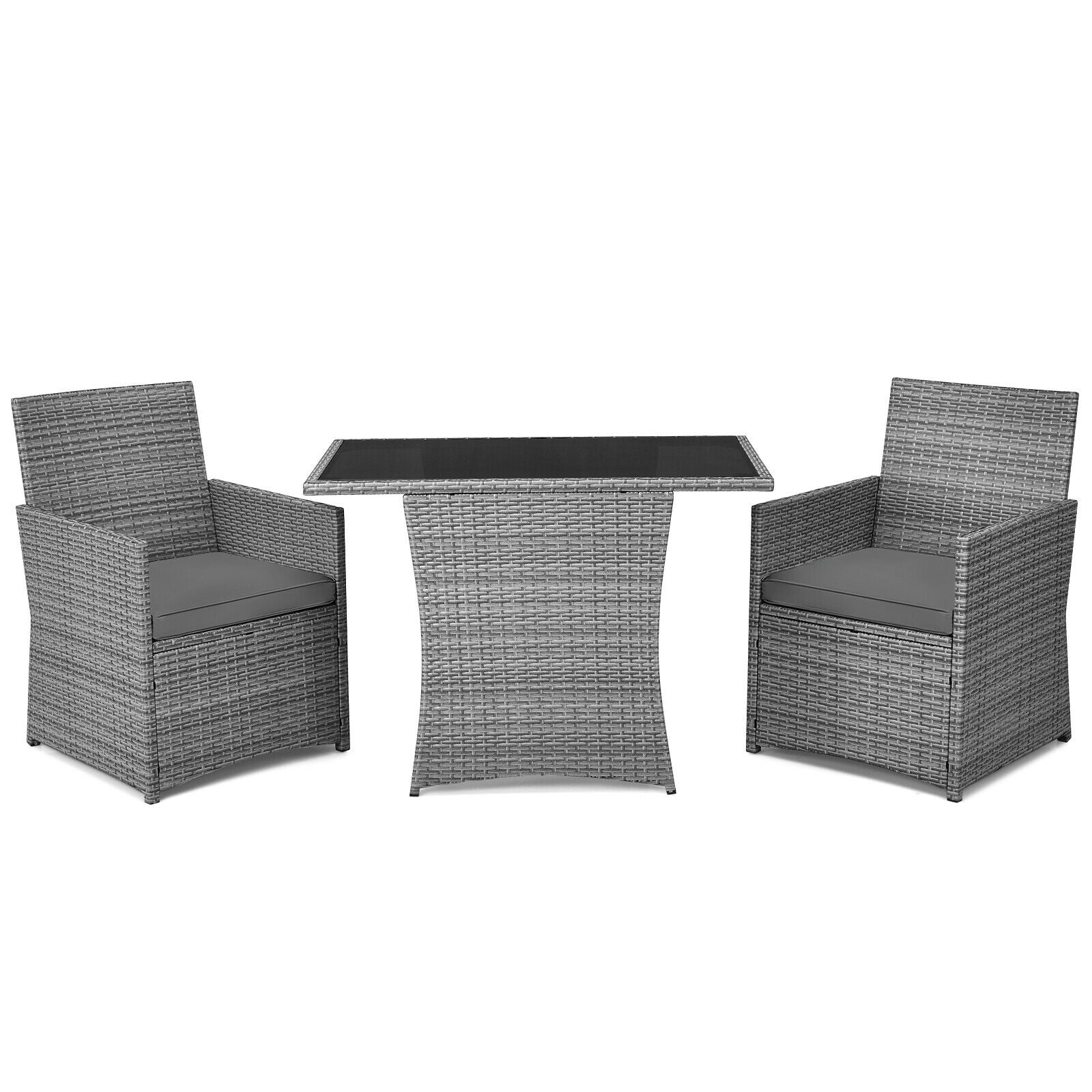 Patio Rattan Furniture Set, 3 Pieces, Cushioned Armrest Sofa, Gray Patio Conversation Sets at Gallery Canada