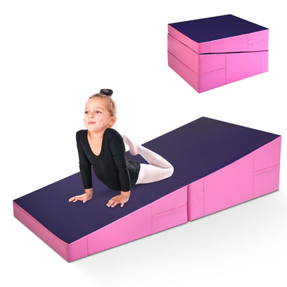 Incline Gymnastic Pad Folding Wedge Ramp Gym Fitness Exercise Sport Tumbling Mat, Purple - Gallery Canada