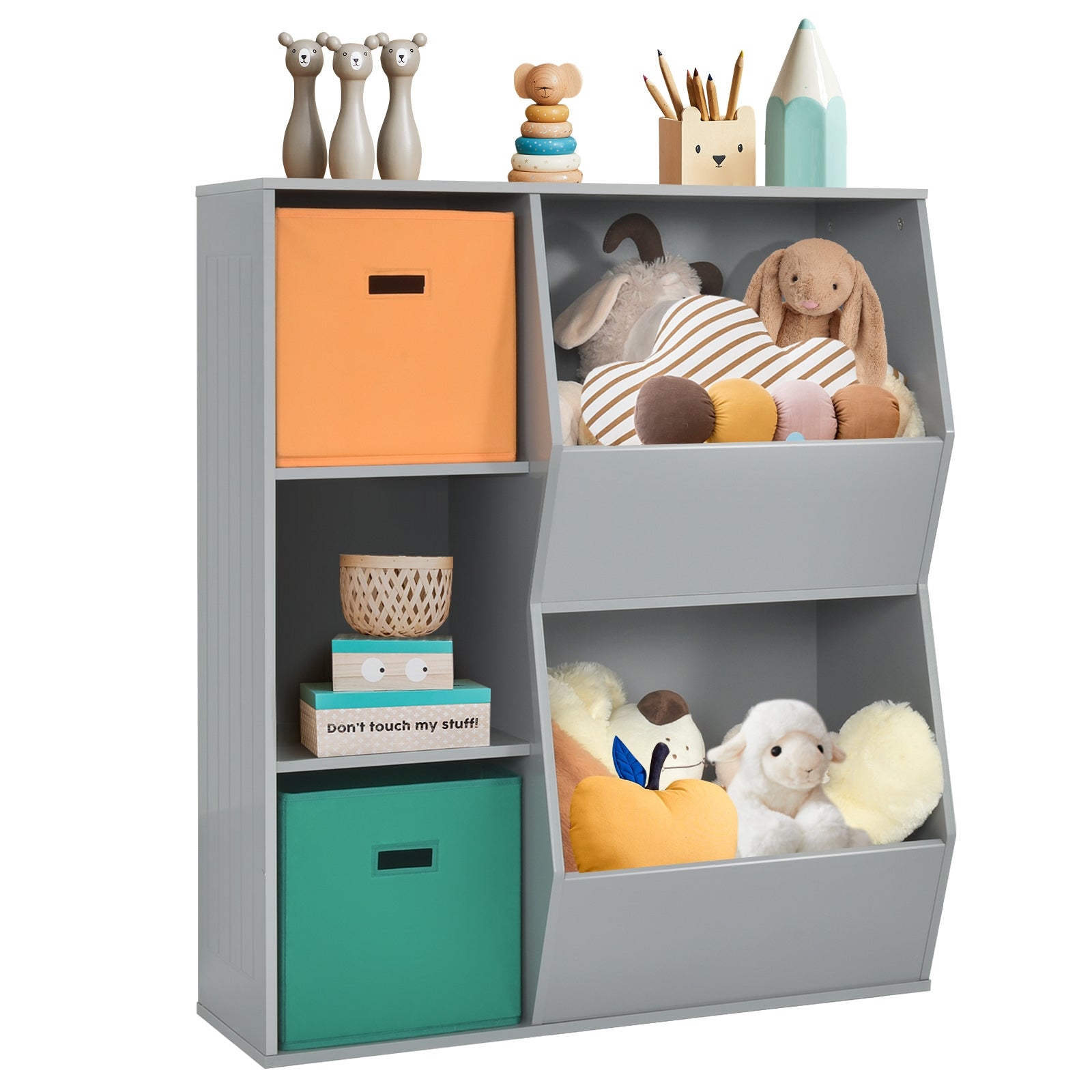 Kids Toy Storage Cabinet Shelf Organizer , Gray Kids Storage at Gallery Canada