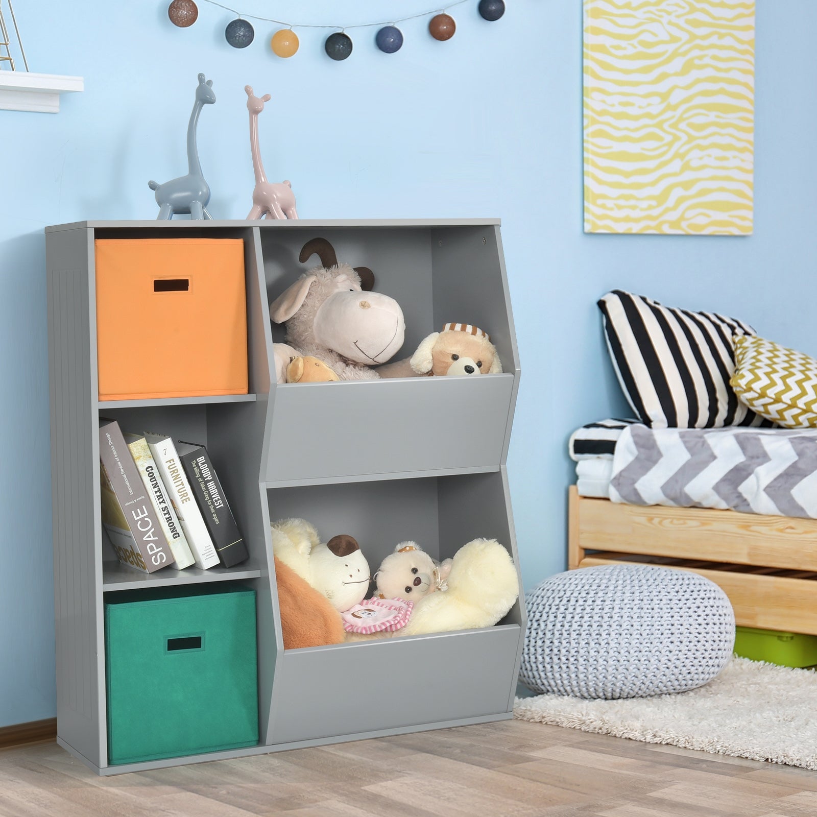 Kids Toy Storage Cabinet Shelf Organizer , Gray Kids Storage at Gallery Canada