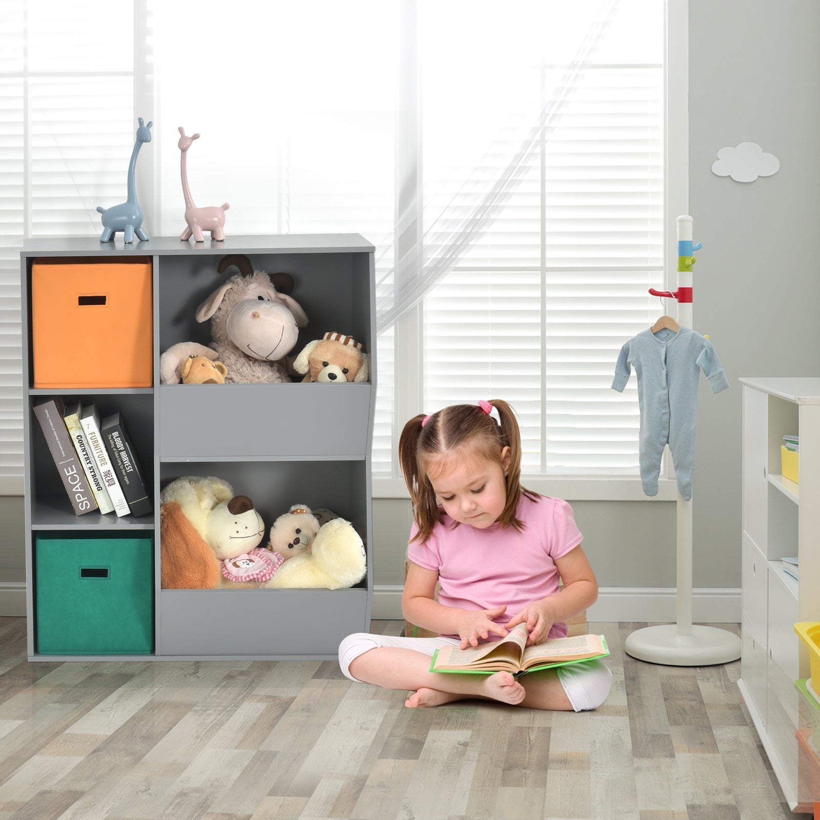 Kids Toy Storage Cabinet Shelf Organizer , Gray Kids Storage at Gallery Canada