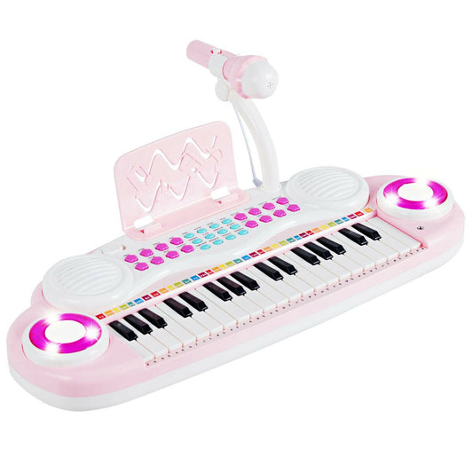Multifunctional 37 Electric Keyboard Piano with Microphone, Pink - Gallery Canada