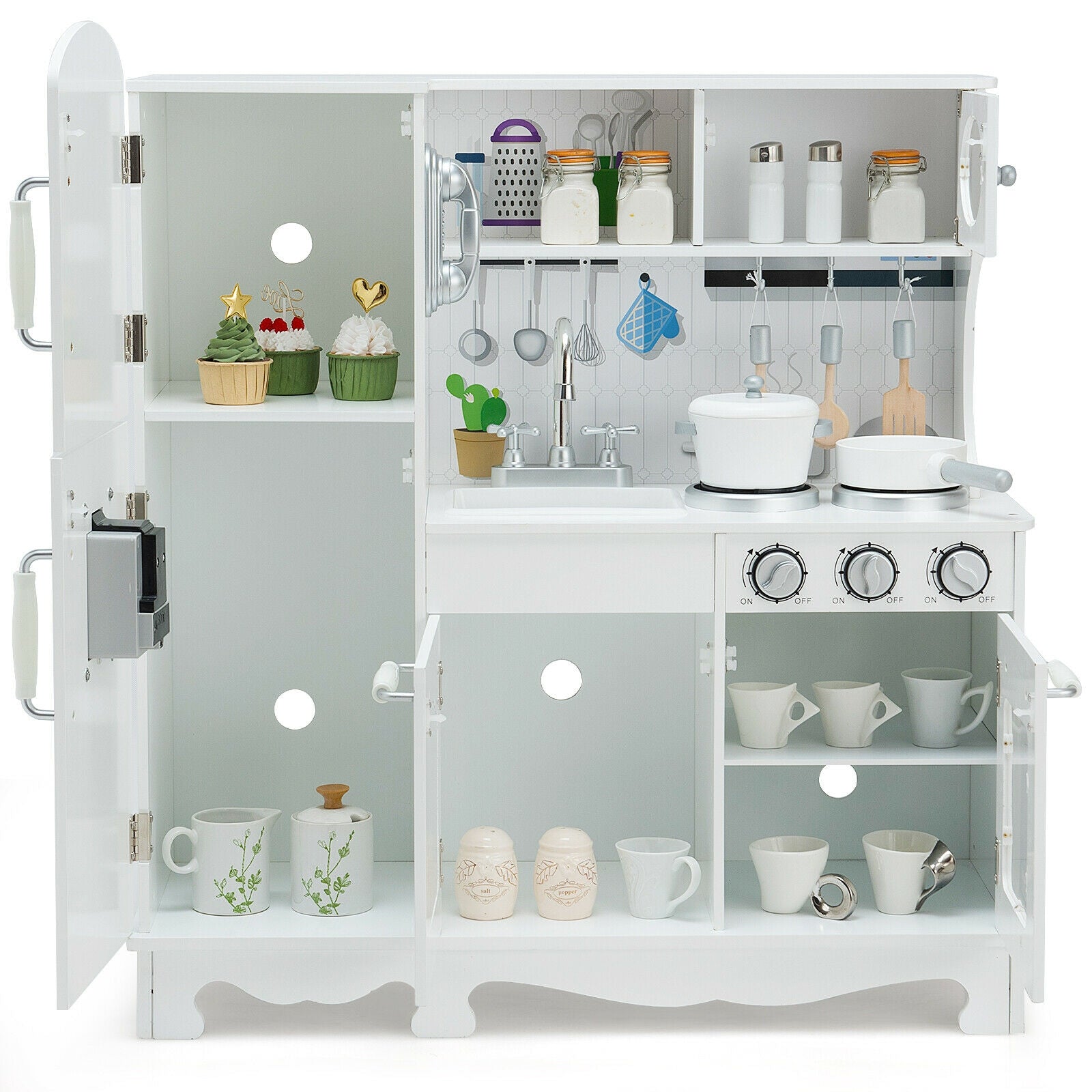 Kitchen Pretend Play Cookware Set Toys for Kids with Water Dispenser, White Play Kitchen Sets at Gallery Canada