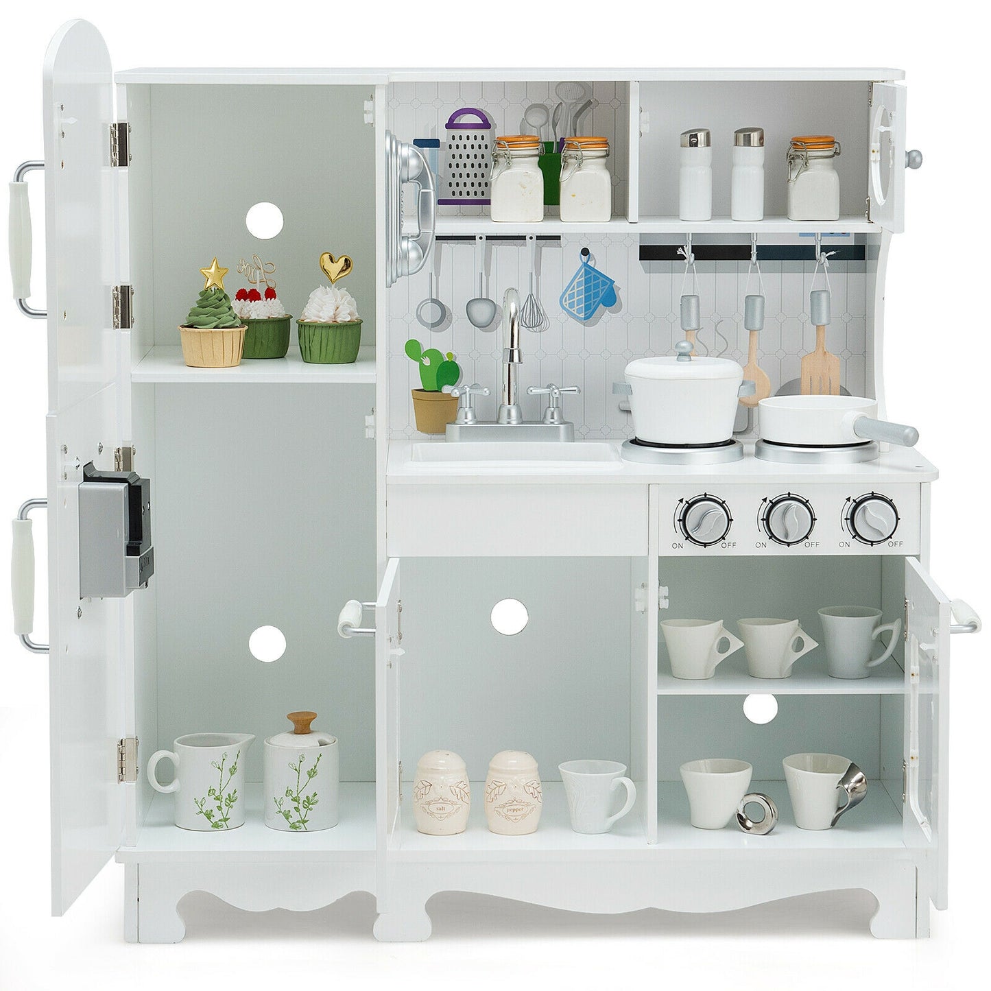 Kitchen Pretend Play Cookware Set Toys for Kids with Water Dispenser, White Play Kitchen Sets at Gallery Canada