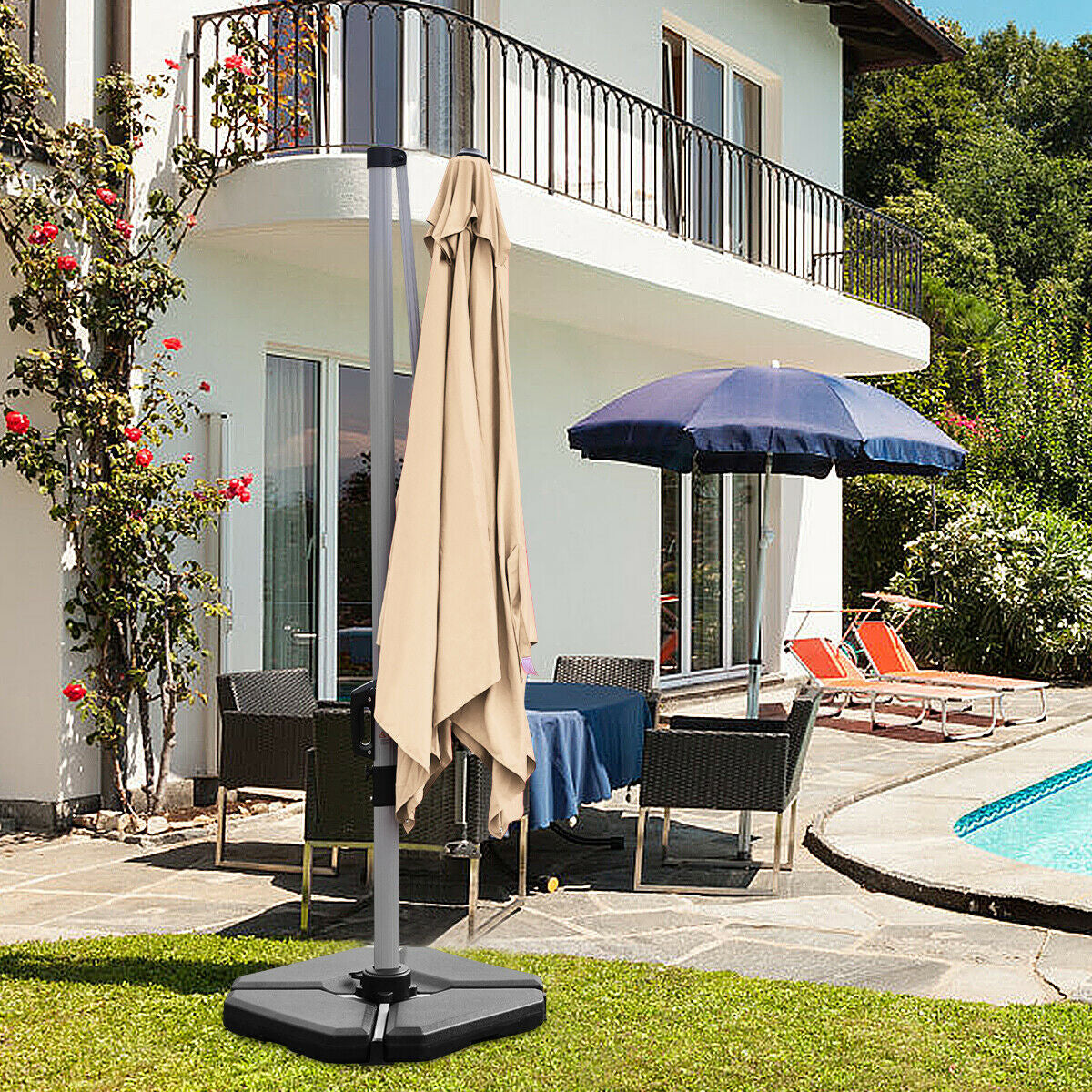 4 Pieces 195 lbs Patio Cantilever Offset Umbrella Base Weight Sand, Black Outdoor Umbrella Bases at Gallery Canada