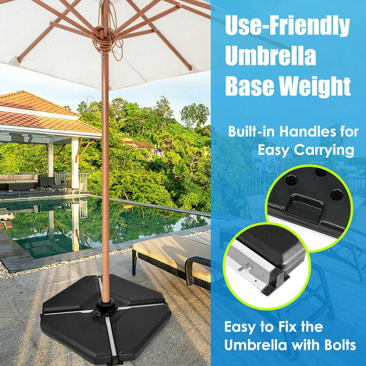 4 Pieces 195 lbs Patio Cantilever Offset Umbrella Base Weight Sand, Black Outdoor Umbrella Bases at Gallery Canada