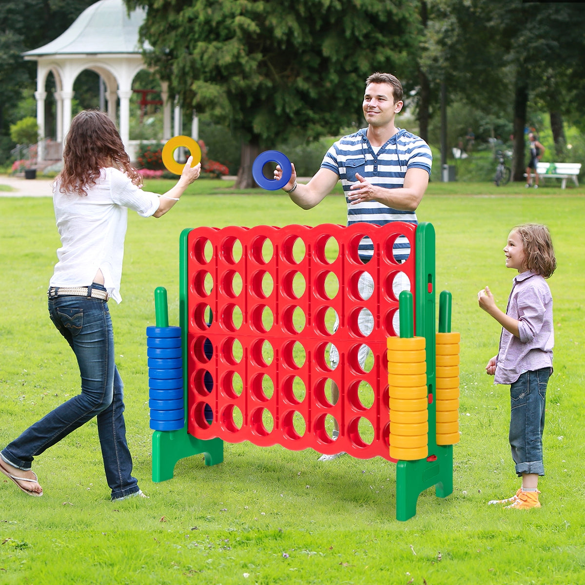 Jumbo 4-to-Score Giant Game Set with 42 Jumbo Rings and Quick-Release Slider, Green Lawn Games at Gallery Canada