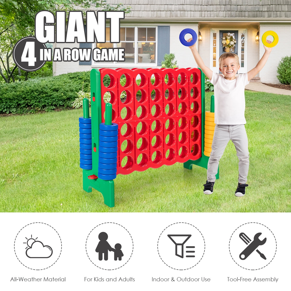 Jumbo 4-to-Score Giant Game Set with 42 Jumbo Rings and Quick-Release Slider, Green Lawn Games at Gallery Canada