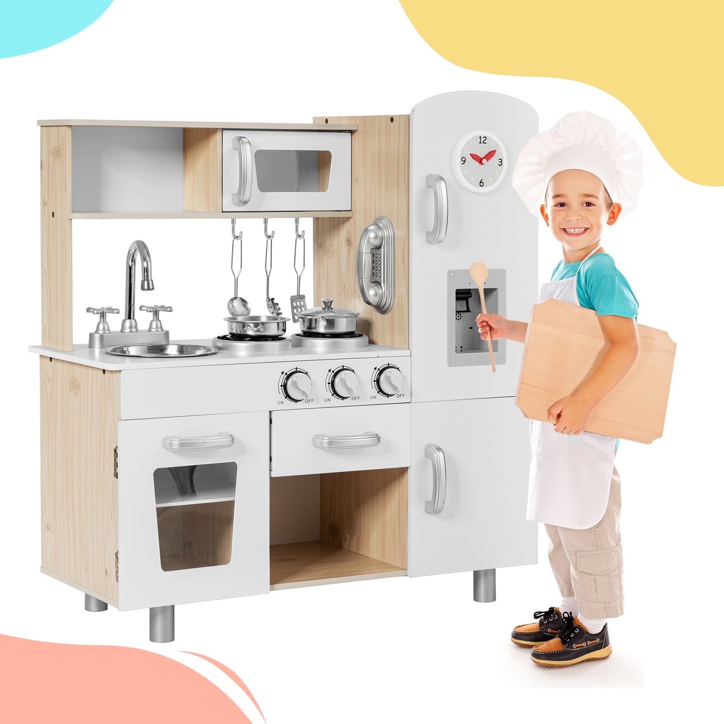 Vintage Play Kitchen Pretend Kids Cooking Playset Toys with Water Dispense, White Play Kitchen Sets at Gallery Canada