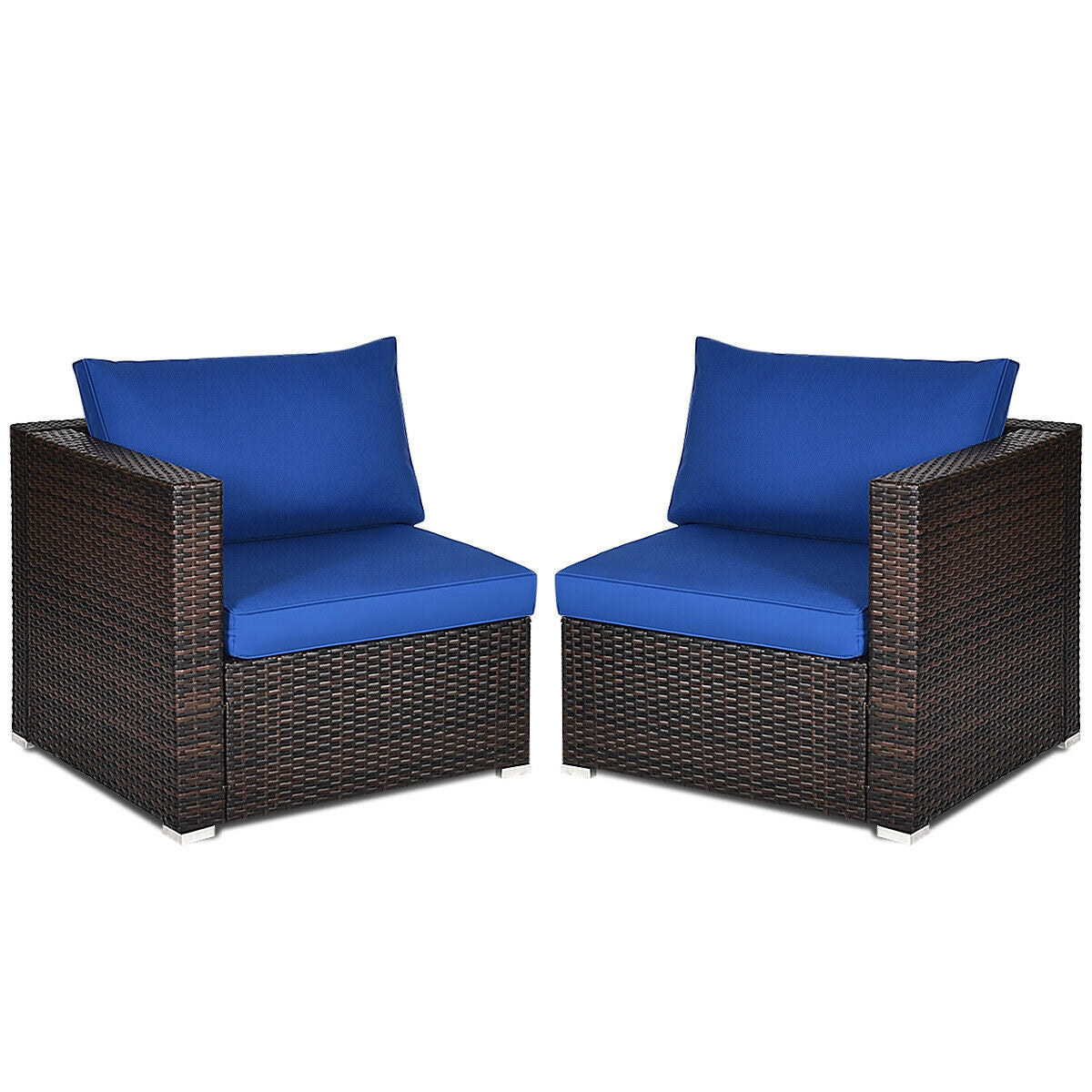 2 Pieces Patio Rattan Sectional Conversation Sofa Set, Navy Outdoor Sectionals at Gallery Canada