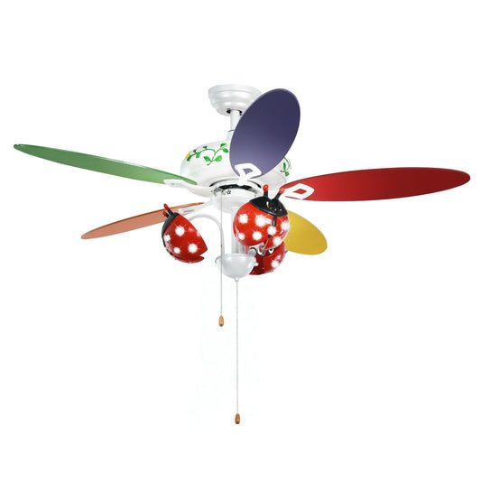 52 Inch Kids Ceiling Fan with Pull Chain Control, Multicolor - Gallery Canada