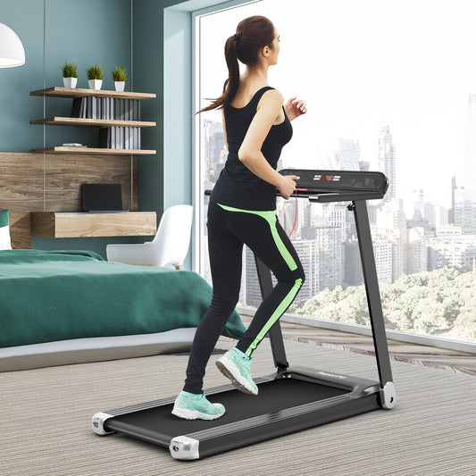 Folding Electric Compact Walking Treadmill, APP Control Speaker, Silver Treadmills Silver at Gallery Canada