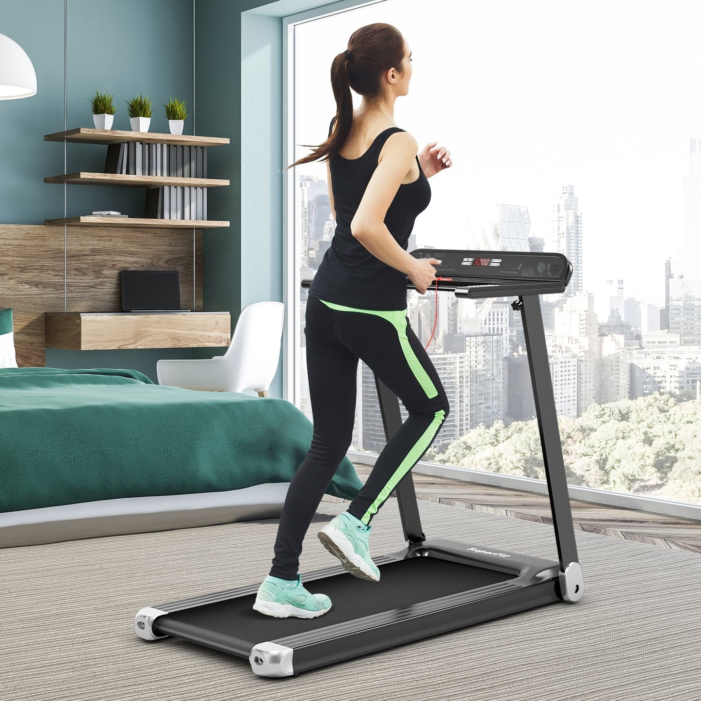 Folding Electric Compact Walking Treadmill with APP Control Speaker, Silver at Gallery Canada