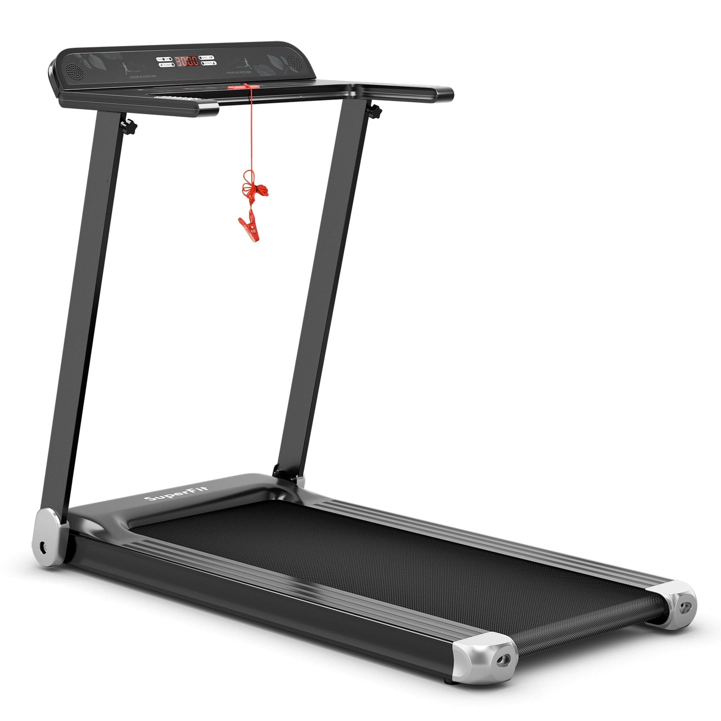 Folding Electric Compact Walking Treadmill, APP Control Speaker, Silver Treadmills Silver at Gallery Canada