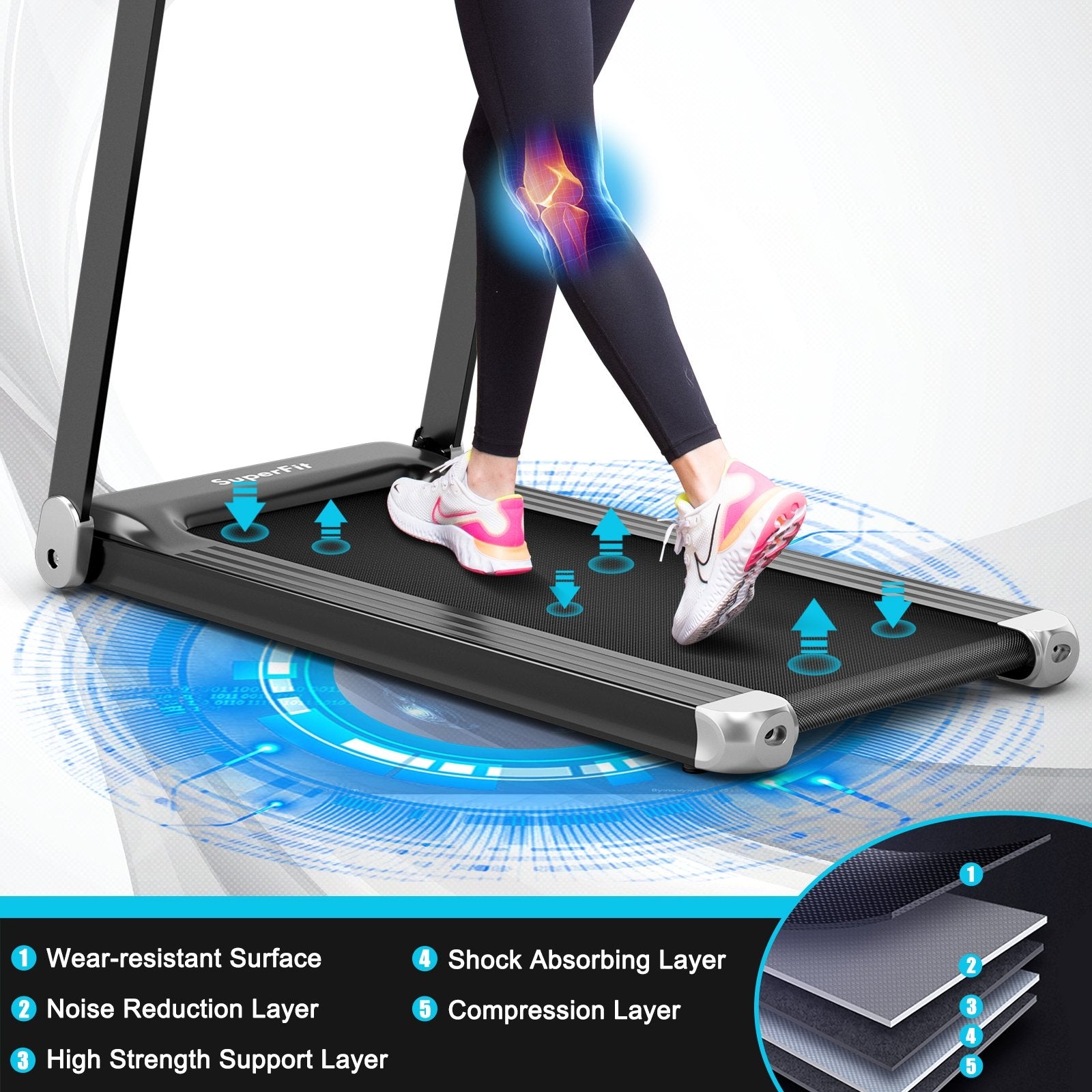 Folding Electric Compact Walking Treadmill with APP Control Speaker, Silver at Gallery Canada