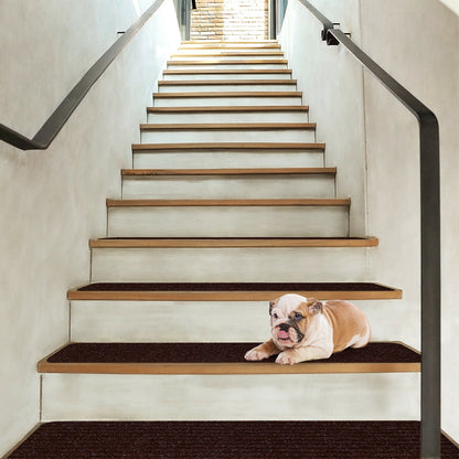 15 Pieces 30 x 8 Inch Slip Resistant Soft Stair Treads Carpet, Brown Rugs at Gallery Canada