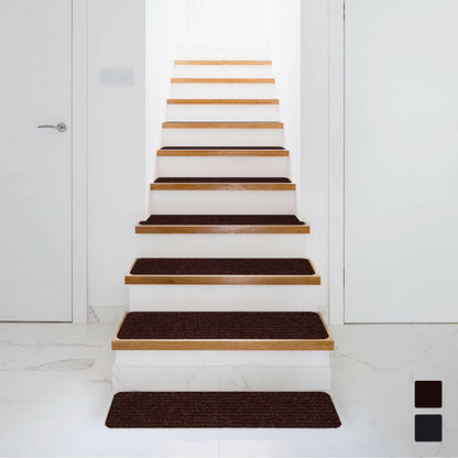 15 Pieces 30 x 8 Inch Slip Resistant Soft Stair Treads Carpet, Brown Rugs at Gallery Canada