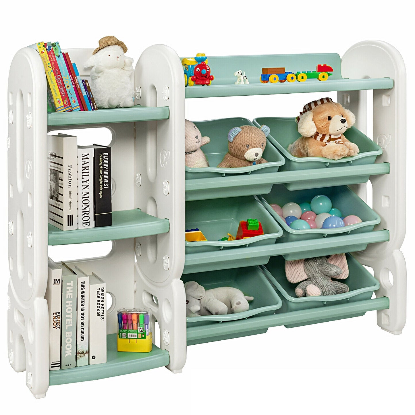 Kids Toy Storage Organizer with Bins and Multi-Layer Shelf for Bedroom Playroom, Green Kids Storage at Gallery Canada