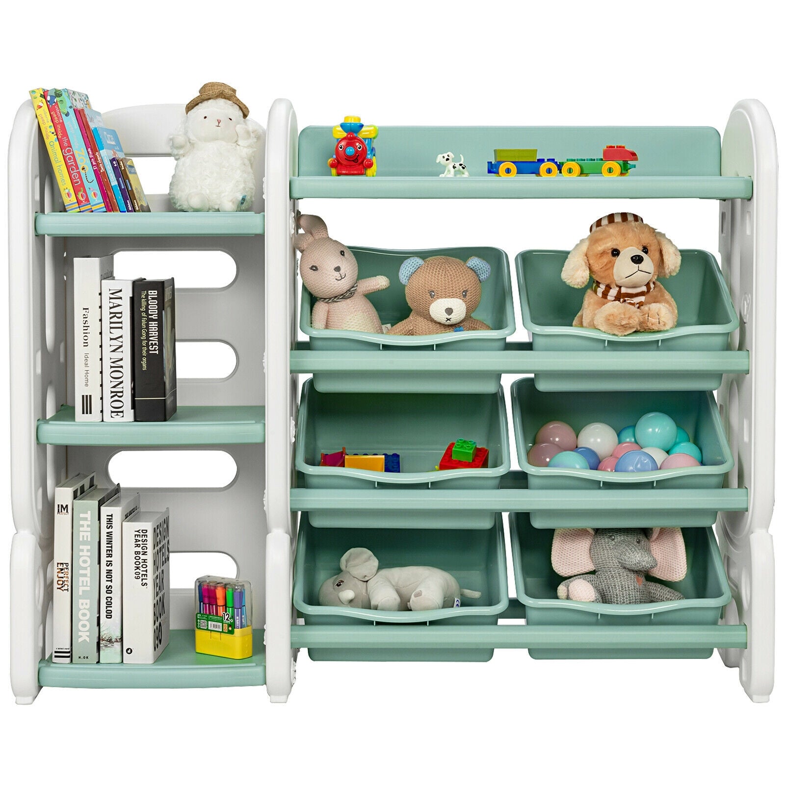 Kids Toy Storage Organizer with Bins and Multi-Layer Shelf for Bedroom Playroom, Green Kids Storage at Gallery Canada