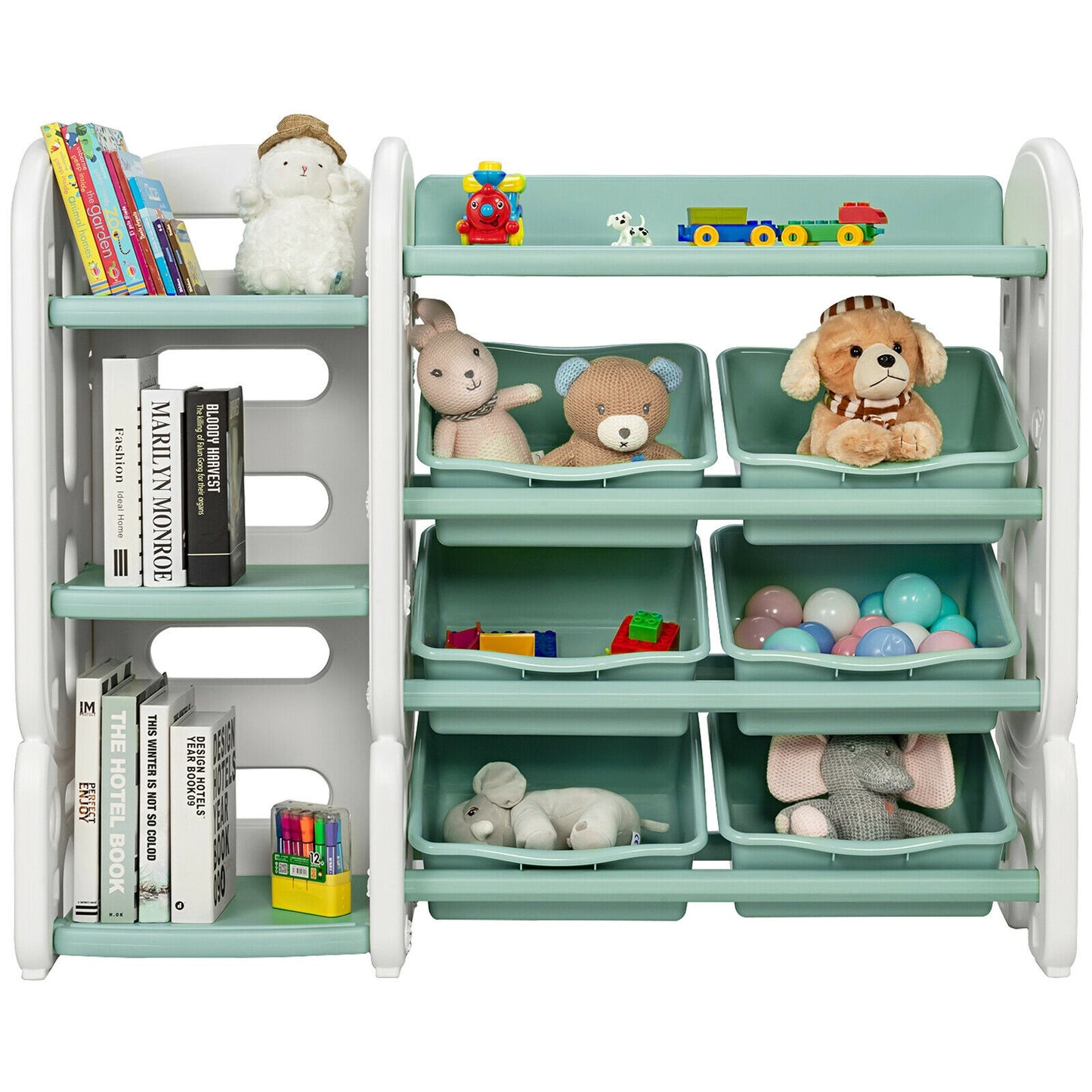 Kids Toy Storage Organizer with Bins and Multi-Layer Shelf for Bedroom Playroom, Green Kids Storage at Gallery Canada