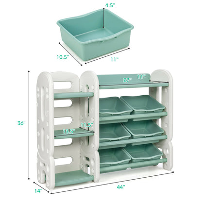 Kids Toy Storage Organizer with Bins and Multi-Layer Shelf for Bedroom Playroom, Green Kids Storage at Gallery Canada
