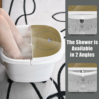 Foot Spa Bath Massager with 3-Angle Shower and Motorized Rollers, Brown - Gallery Canada