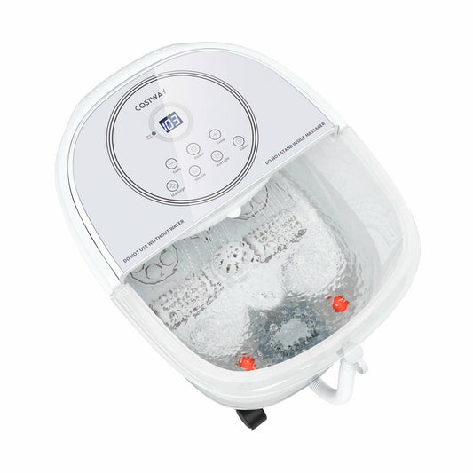 Foot Spa Bath Massager with 3-Angle Shower and Motorized Rollers, White - Gallery Canada