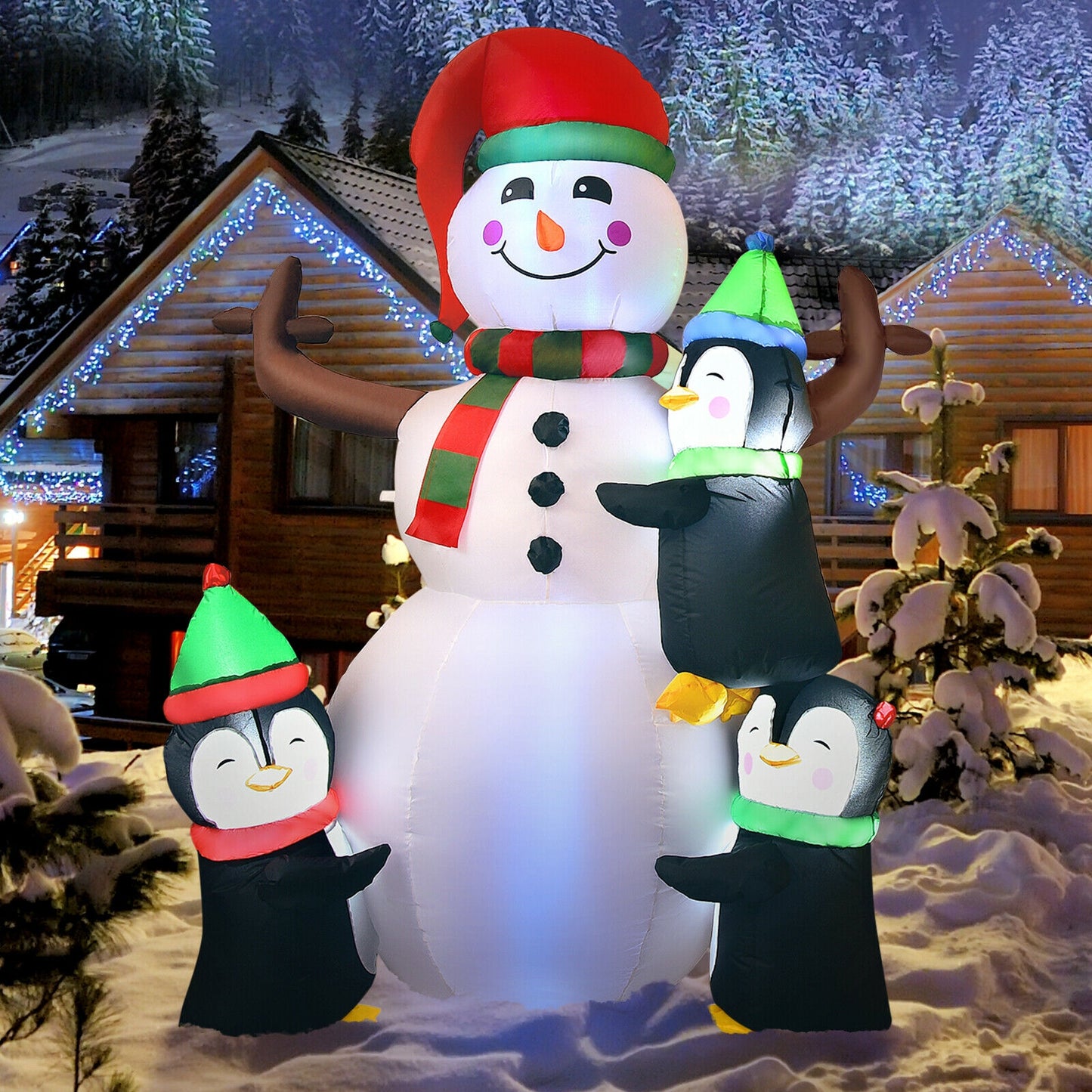 6 Feet Quick Inflatable Snowman With Penguins, Multicolor Christmas Inflatables at Gallery Canada