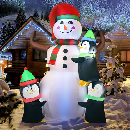 6 Feet Quick Inflatable Snowman With Penguins, Multicolor Christmas Inflatables at Gallery Canada