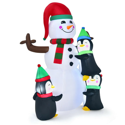 6 Feet Quick Inflatable Snowman With Penguins, Multicolor Christmas Inflatables at Gallery Canada