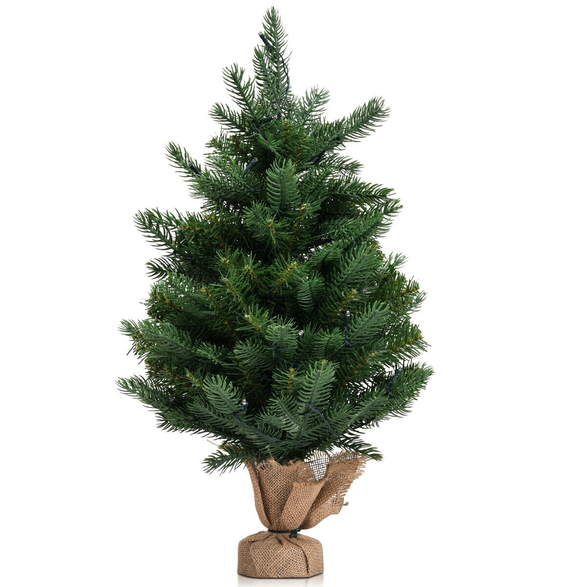 24 Inch Tabletop Fir Artificial Christmas Tree with LED Lights, Green Christmas Tree at Gallery Canada