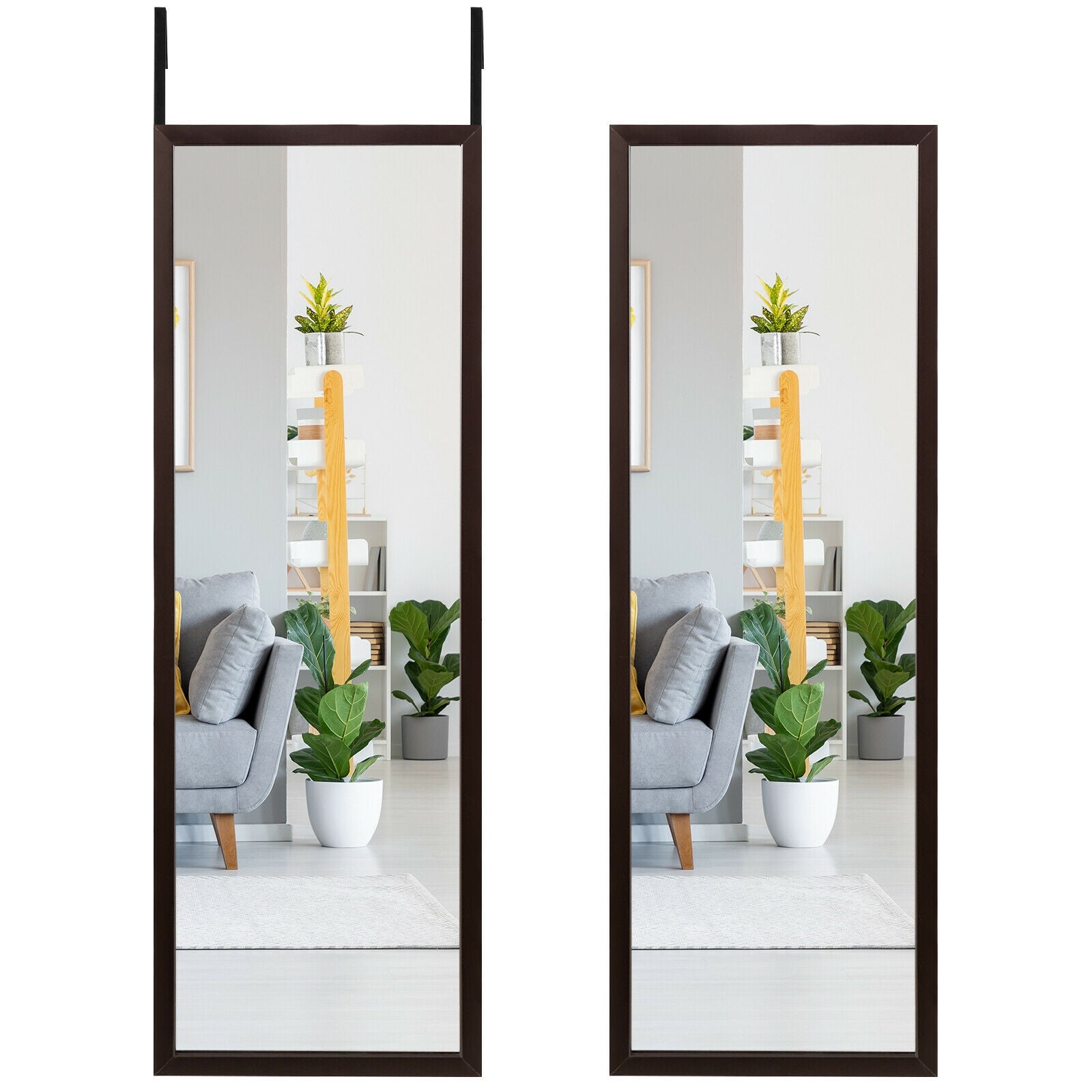 Full Length Metal Door Mirror with Adjustable Hook, Brown Wall Mirrors at Gallery Canada
