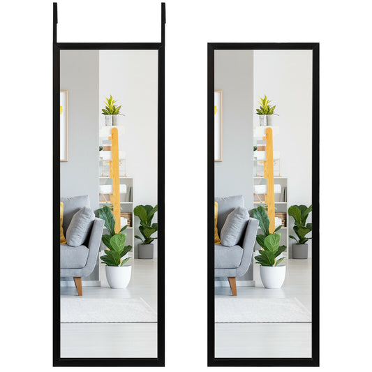 Full Length Metal Door Mirror, Adjustable Hook, Black Wall Mirrors Black at Gallery Canada