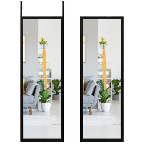 Full Length Metal Door Mirror, Adjustable Hook, Black