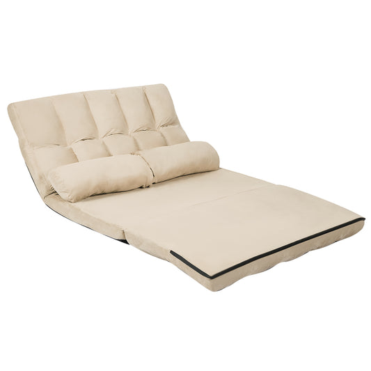 Foldable 6-Position Adjustable Lounge Couch, Beige Floor Chairs Beige at Gallery Canada