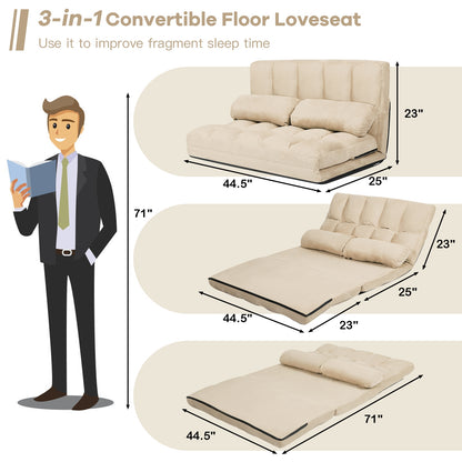 Foldable Floor 6-Position Adjustable Lounge Couch, Beige Floor Chairs at Gallery Canada