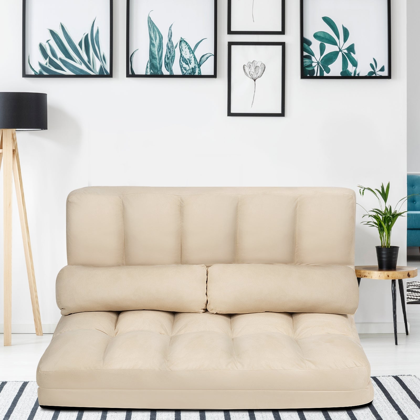 Foldable Floor 6-Position Adjustable Lounge Couch, Beige Floor Chairs at Gallery Canada