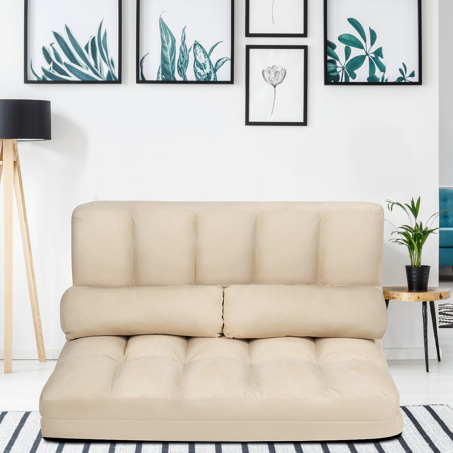 Foldable Floor 6-Position Adjustable Lounge Couch, Beige Floor Chairs at Gallery Canada